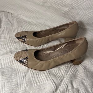 AGL Heeled Snake Cap Toe Leather pumps